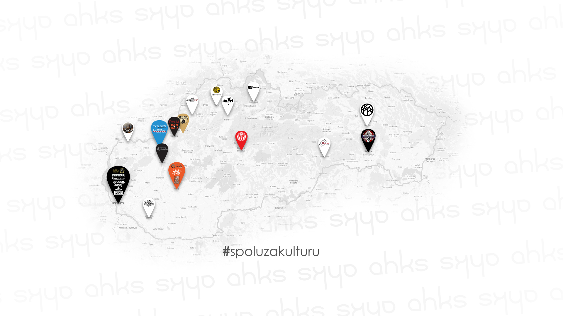 mapa Asociácie hudobných klubov Slovenska